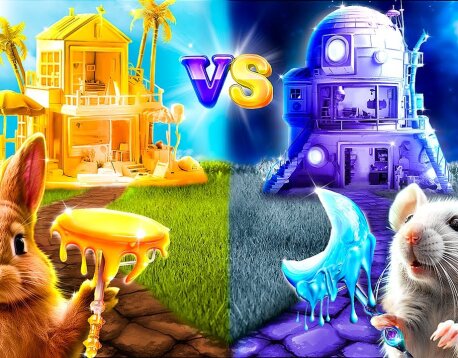 Домики одного цвета челлендж! Девушка День vs девушка Ночь!