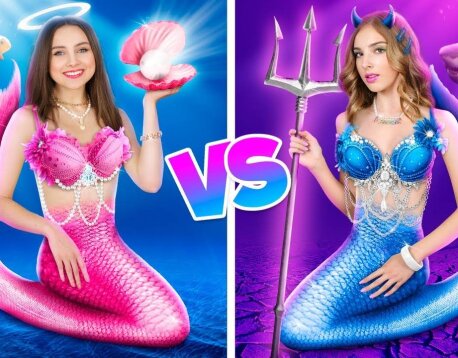 Хорошая русалка vs плохая русалка! Перевоплощение подруг в русалок!