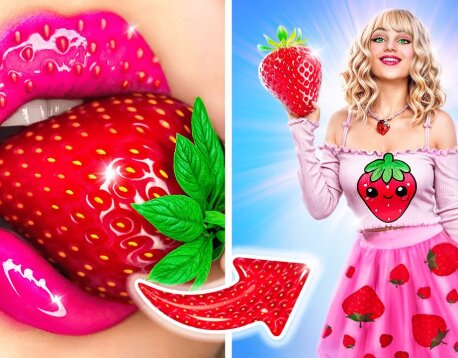 Преображение одного цвета челлендж! Клубника vs Перец vs Лимон!