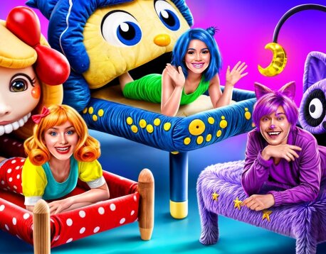 Тройняшки строят двухэтажную кровать! CatNap vs Clucky vs POU!