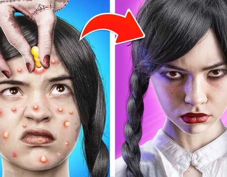 Уэнсдей Аддамс! Из ботанши в красотку с помощью гаджетов