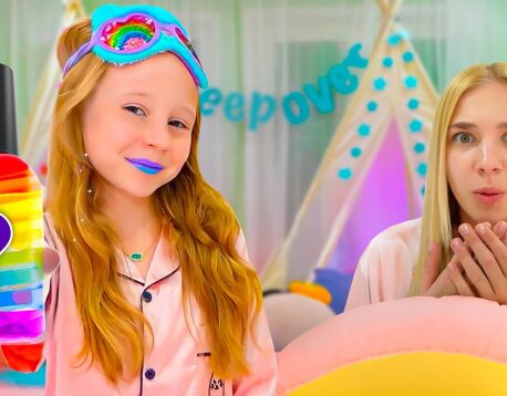Nastya and her First Sleepover with Maggie with hygiene rules