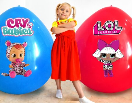 Big Balloon and New Dolls | Alice and Eva play baby challenge