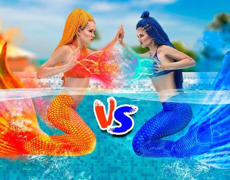 Горячая VS Холодная Челлендж! Ледяная русалка VS Огненная русалка