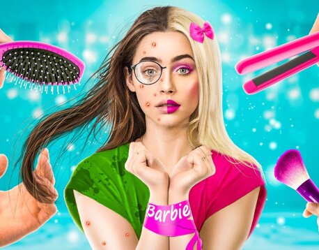 Мейковер ЧЕЛЛЕНДЖ! Из БОТАНШИ в КРАСОТКУ! Экстремальное перевоплощение в БАРБИ!