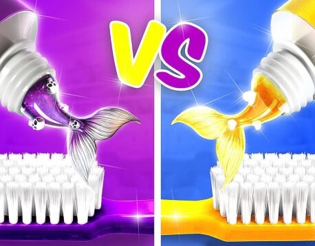 Мейковер из ботанши в русалку! Светлая vs Темная русалка! Горячая VS Холодная Челлендж!