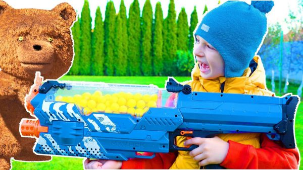 Данька ТВ — Нерф Игра против Мишки Тедди Nerf Game Teddy bear