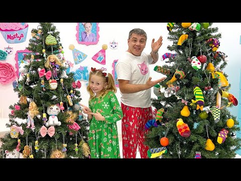 Nastya and dad are participating in the competition for the best Christmas tree