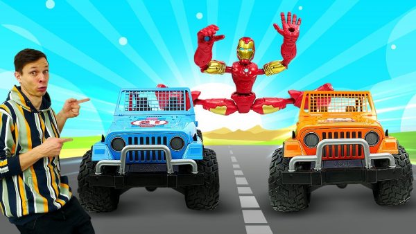 Железный Человек выбирает Джип! — Игры машинки для мальчиков. Супергерои в видео с игрушками онлайн