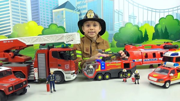 Трансформеры пожарные и РОБОТЫ ПОЕЗДА — Пожарный Даник и МАШИНКИ для детей
