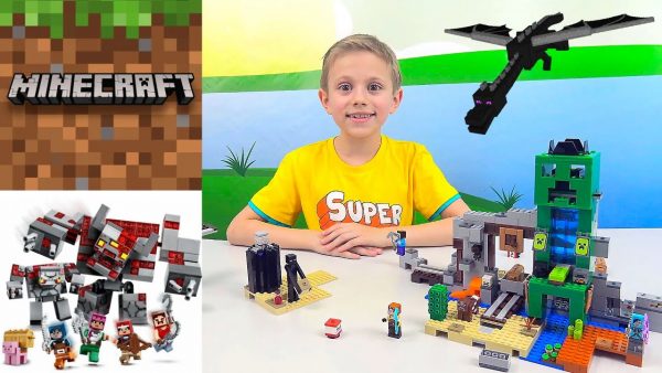 ЛЕГО МАЙНКРАФТ и Даник — Шахты с мобами и битва за ресурсы! Дракон против Эндермена! Lego Minecraft
