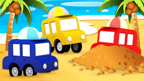 Мультики для детей: 4 машинки и гонки на пляже! Сборник мультфильмов для малышей