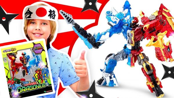 Супер 10 в Японии! Роботы Трансформеры Драгониус и Тиранус против злодеев! Видео игрушки роботы