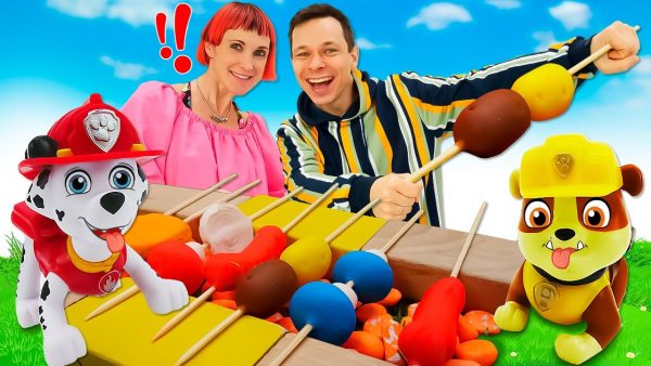 Видео для детей про игрушки — Маша Капуки и Щенячий Патруль устраивают барбекю на природе!