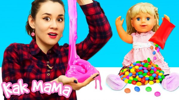 Как Мама и Беби Бон Эмили: десерты из слаймов Капуки Кануки! Играем в куклы в видео для девочек