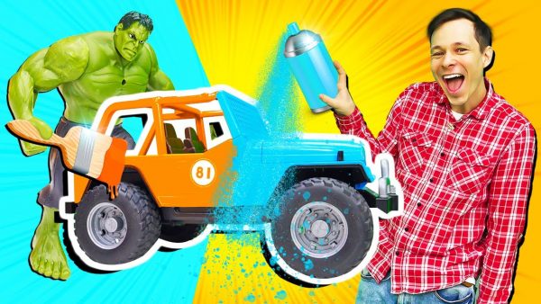 Мастерская Фёдора — Халк меняет цвет машины — Супергерои и машинки в видео для мальчиков