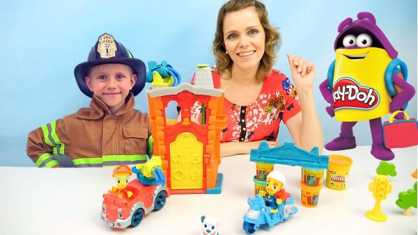 Пожарные Play Doh и Даник — Весёлый пластилин Плей До и МАШИНКИ для детей