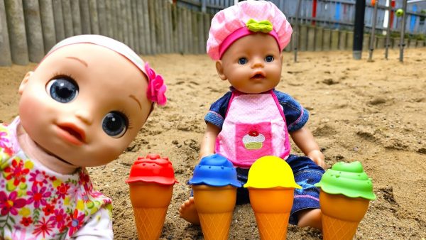 Baby Alive playing and eating ice cream