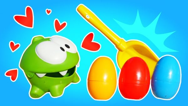 Ам Ням открывает разноцветные яйца и другое! 🔴 Веселые игры и развивающее видео про игрушки Om Nom