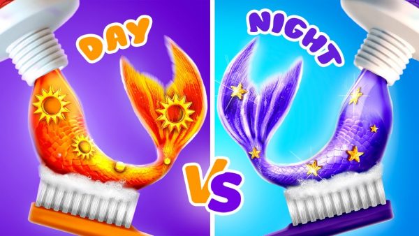 Девушка День vs Девушка Ночь! Преображение одного цвета челлендж! Как стать русалкой?